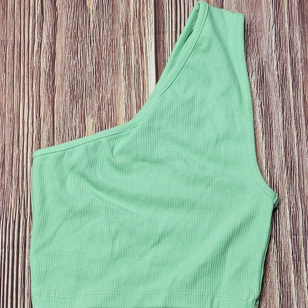 Snipes Green Ribbed Crop Top - Picture 2 of 3